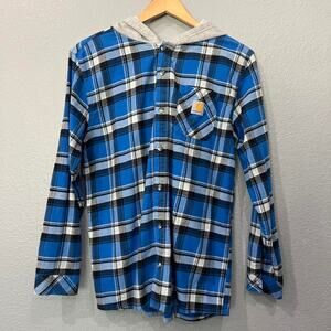 Carhartt Boys’ XL (18/20) Hooded Plaid Flannel Shirt